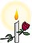 Memorial candle and rose